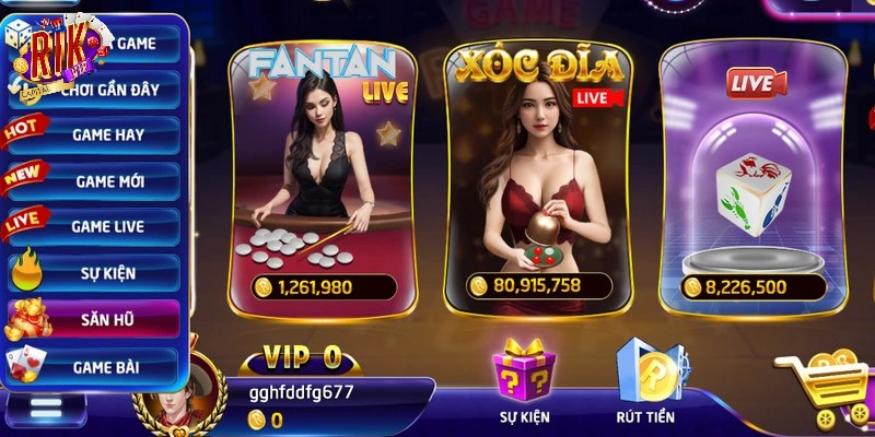 Giao diện app Rikvip đẳng cấp không khác bản website